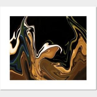 Electric Gold  - Digital Liquid Paint Swirls Posters and Art